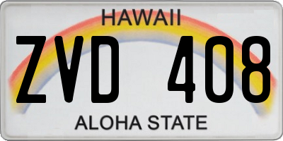 HI license plate ZVD408