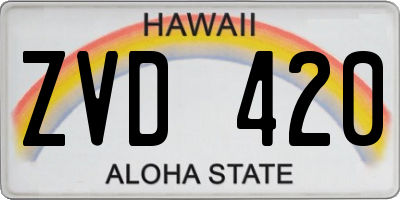 HI license plate ZVD420