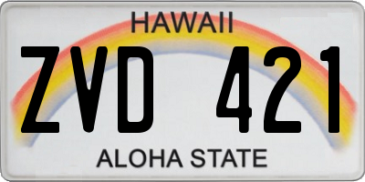 HI license plate ZVD421