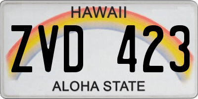 HI license plate ZVD423