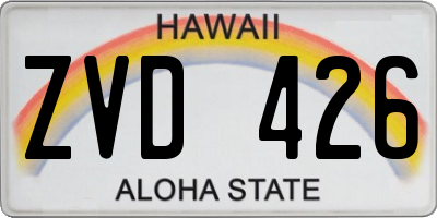 HI license plate ZVD426