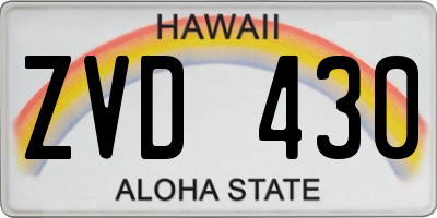 HI license plate ZVD430