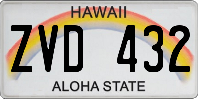 HI license plate ZVD432