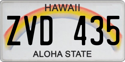 HI license plate ZVD435