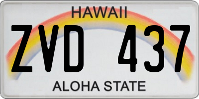 HI license plate ZVD437
