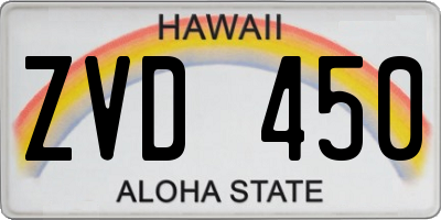 HI license plate ZVD450