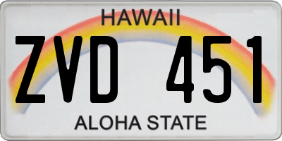 HI license plate ZVD451