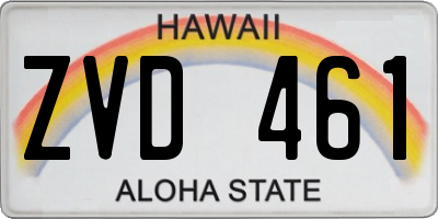 HI license plate ZVD461