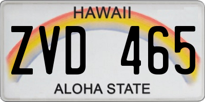HI license plate ZVD465