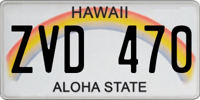 HI license plate ZVD470