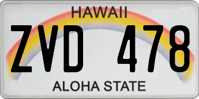 HI license plate ZVD478