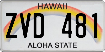 HI license plate ZVD481