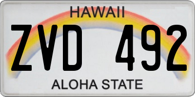 HI license plate ZVD492