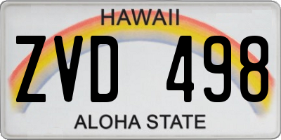 HI license plate ZVD498