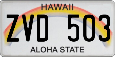 HI license plate ZVD503