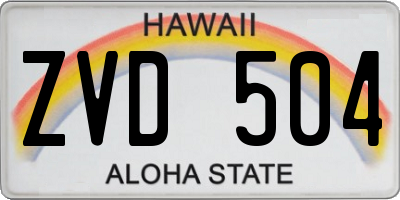 HI license plate ZVD504