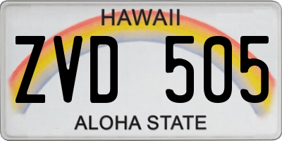 HI license plate ZVD505