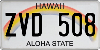 HI license plate ZVD508