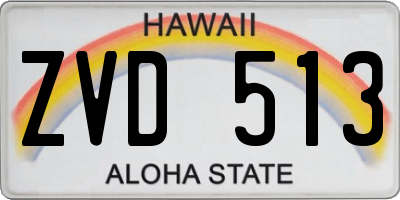 HI license plate ZVD513