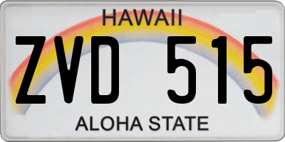 HI license plate ZVD515