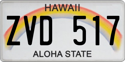 HI license plate ZVD517