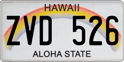 HI license plate ZVD526