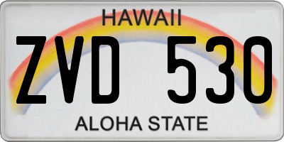 HI license plate ZVD530