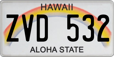 HI license plate ZVD532