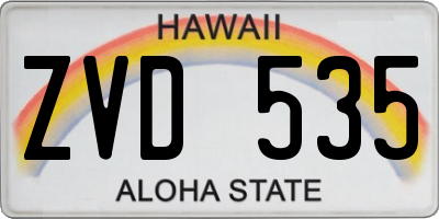 HI license plate ZVD535
