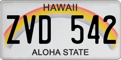 HI license plate ZVD542