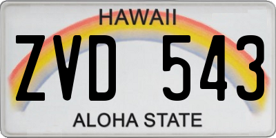 HI license plate ZVD543