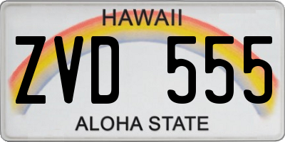 HI license plate ZVD555