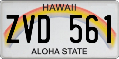 HI license plate ZVD561