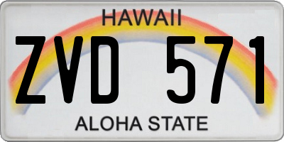 HI license plate ZVD571