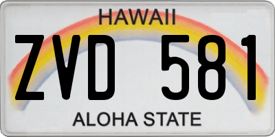 HI license plate ZVD581