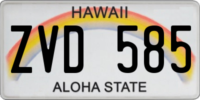 HI license plate ZVD585