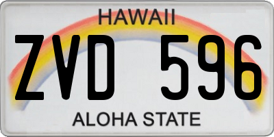 HI license plate ZVD596