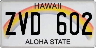 HI license plate ZVD602
