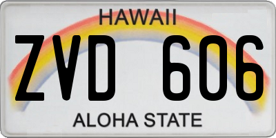HI license plate ZVD606