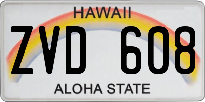 HI license plate ZVD608
