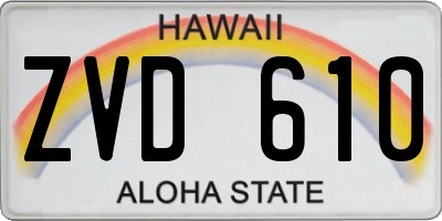 HI license plate ZVD610