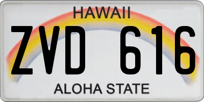 HI license plate ZVD616