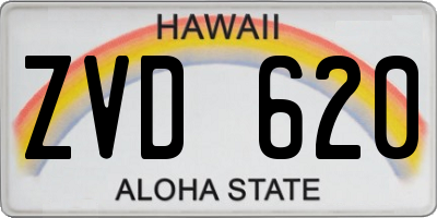 HI license plate ZVD620