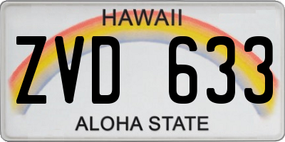 HI license plate ZVD633