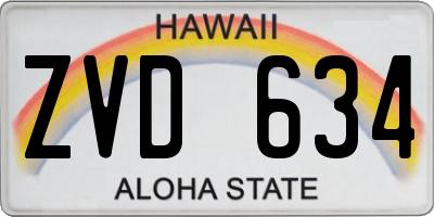 HI license plate ZVD634