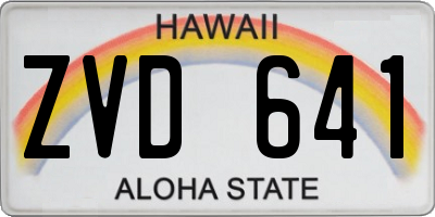 HI license plate ZVD641