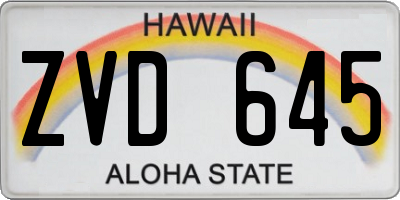 HI license plate ZVD645