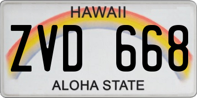 HI license plate ZVD668