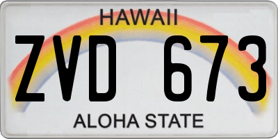 HI license plate ZVD673