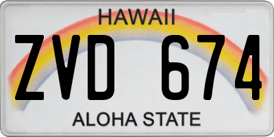HI license plate ZVD674
